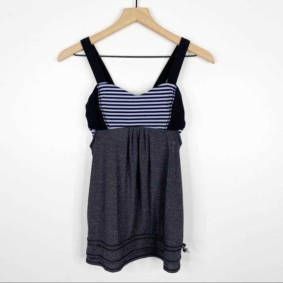 Lululemon Run Back On Track Black Classic Stripe Polar Haze Black Tank Top - Picture 1 of 8